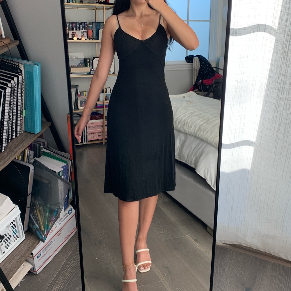 James Perse Black Midi Dress Size 2